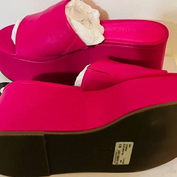 Schutz Hot Pink Marih Weekend Leather Sandals - Picture 8 of 12